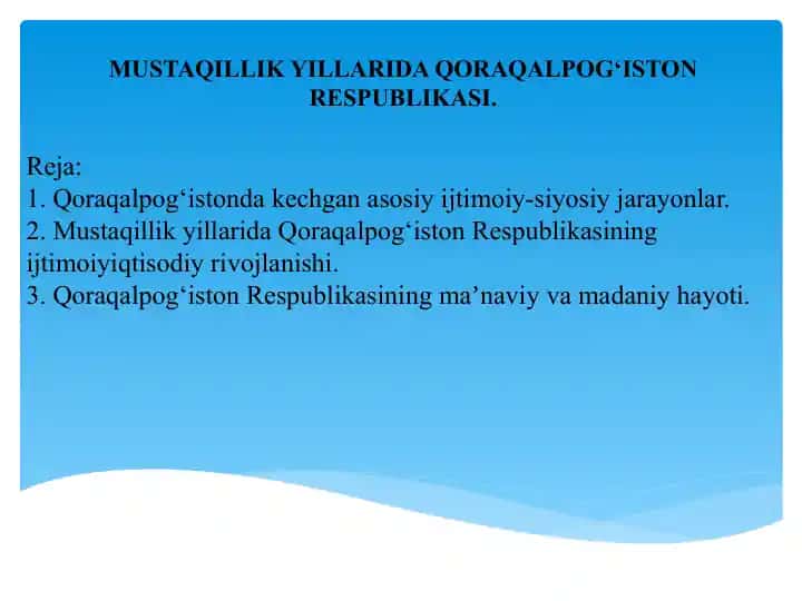 MUSTAQILLIK YILLARIDA QORAQALPOG‘ISTON RESPUBLIKASI.