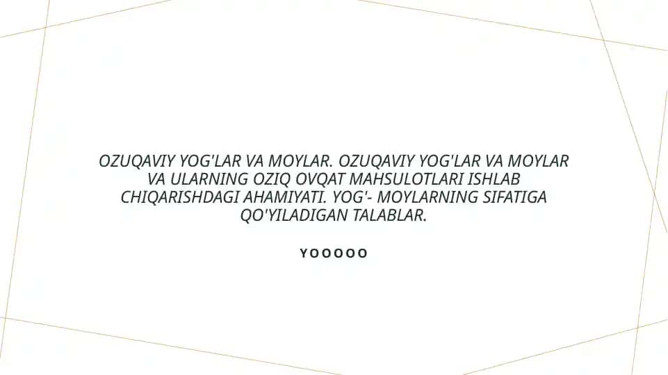 Ozuqaviy yog'lar va moylar
