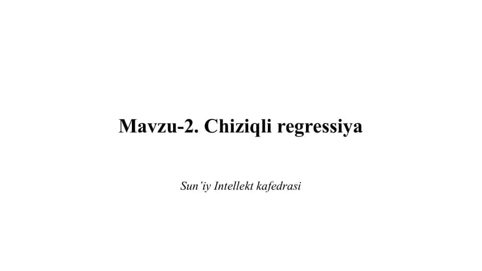 Chiziqli regressiya
