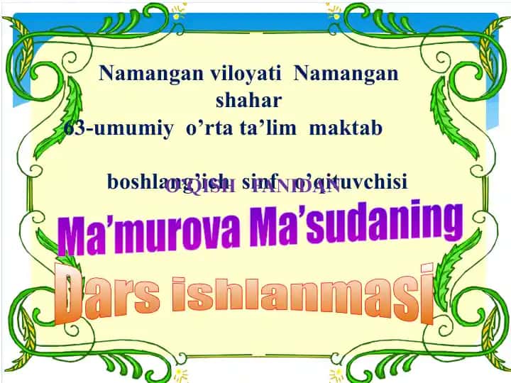 Navro’z Haqida Dars Ishlanmasi