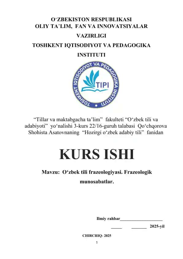 Oʻzbek tili frazeologiyasi