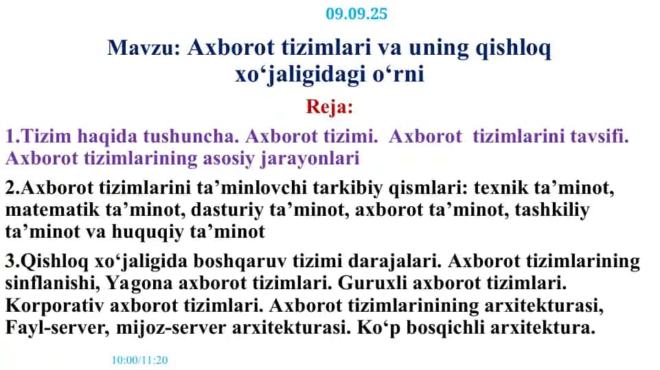 Axborot Tizimlari va Qishloq Xo‘jaligida O‘rni