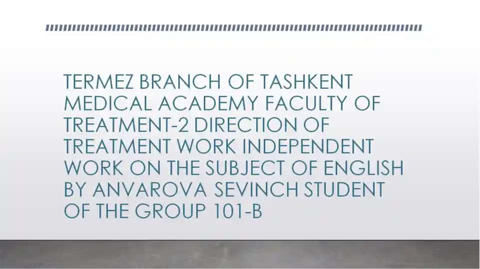 Independent Work on the Subject of English