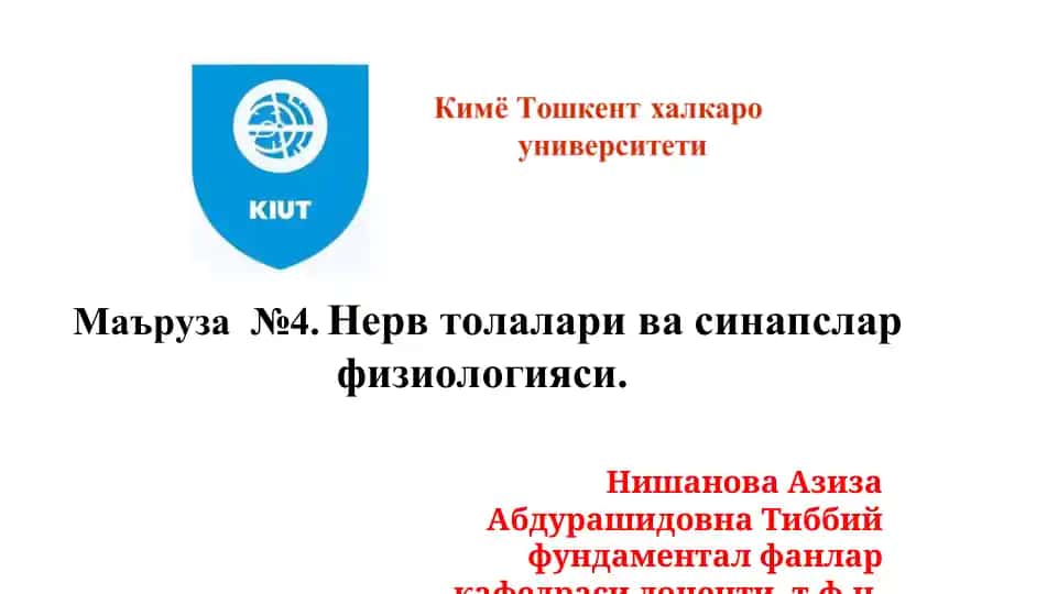 Нерв толалари ва синапслар физиологияси