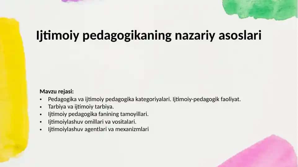 Ijtimoiy pedagogikaning nazariy asoslari