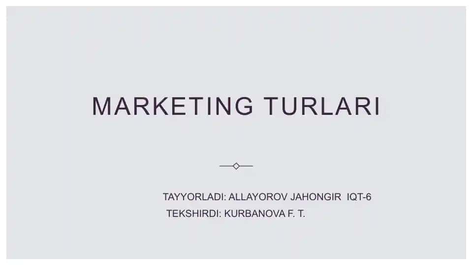 marketing turlari