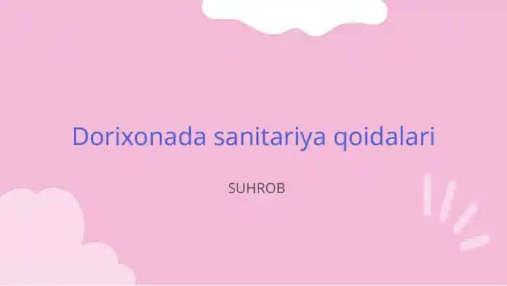Dorixonada sanitariya qoidalari