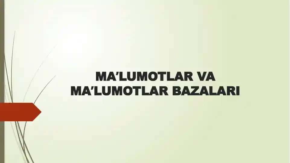 MAʼLUMOTLAR VA MAʼLUMOTLAR BAZALARI