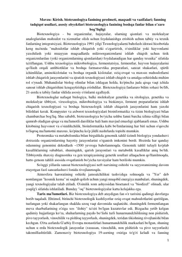 Biotexnologiya