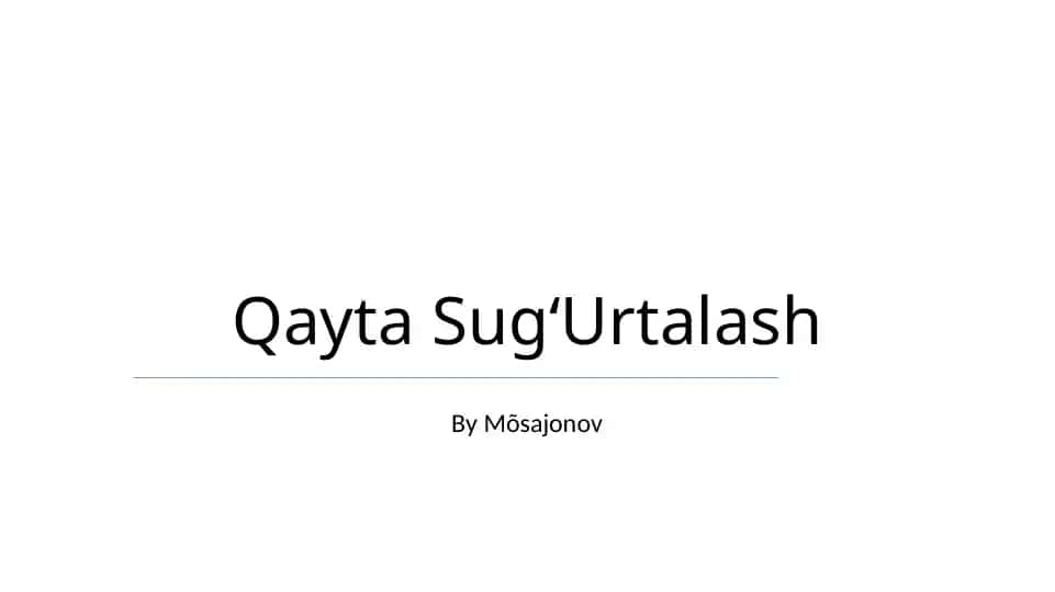 Qayta Sug‘Urtalash