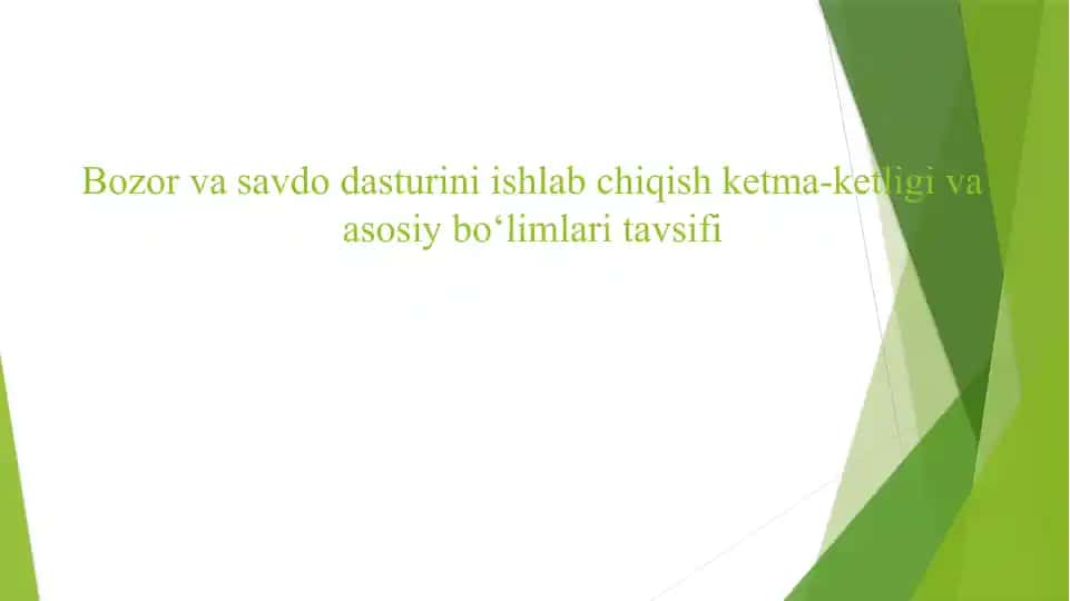 Bozor va savdo dasturini ishlab chiqish