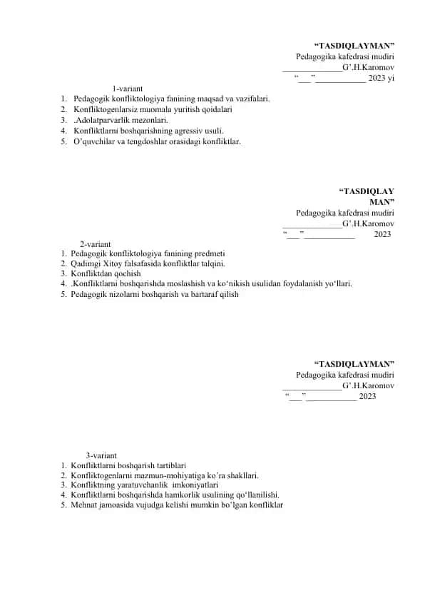 Konfliktologiya fanining maqsad va vazifalari