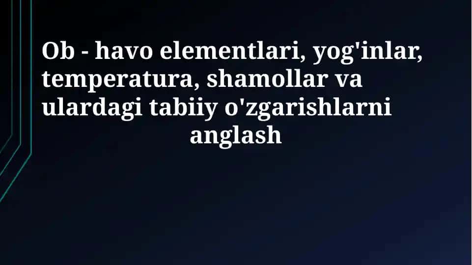 Atmosfera elementlari va yogʻingarchilik
