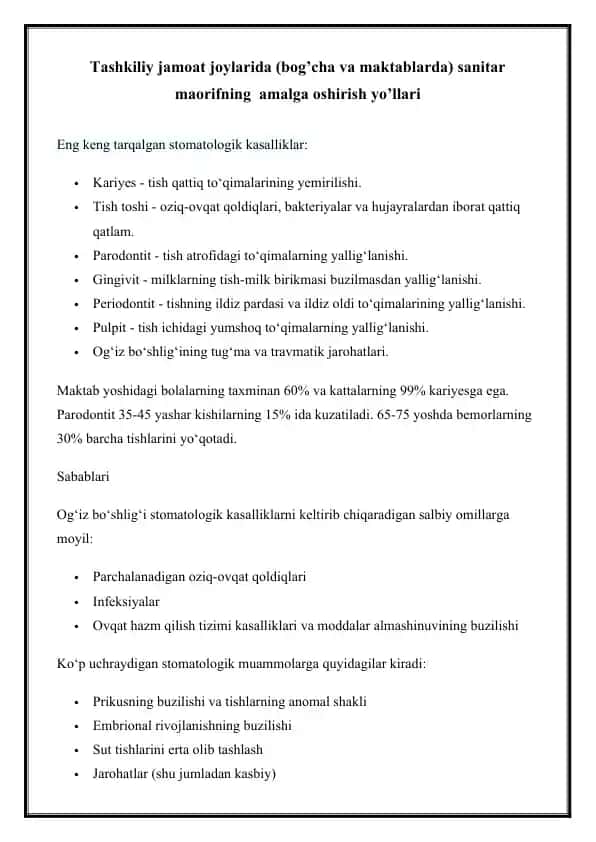 Stomatologik kasalliklar
