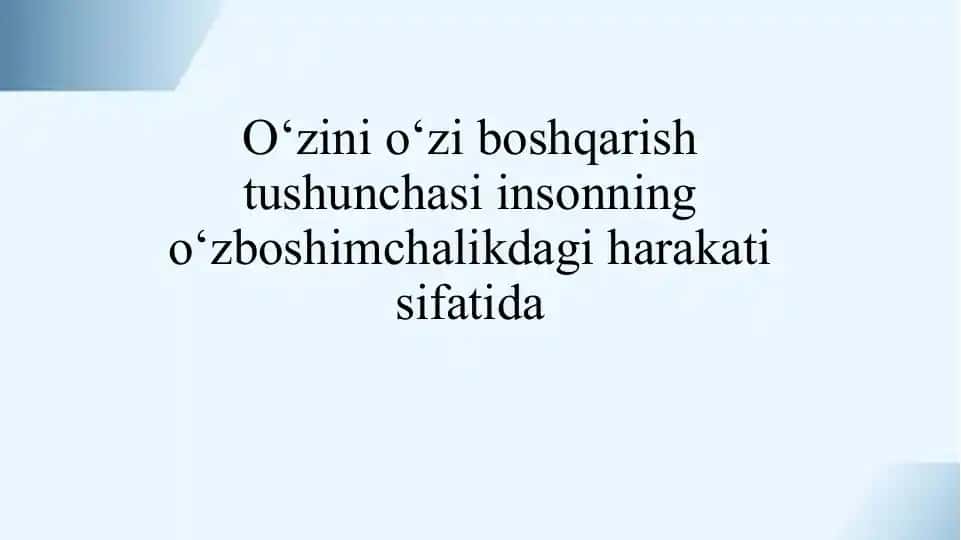 O‘z o‘zini boshqarish