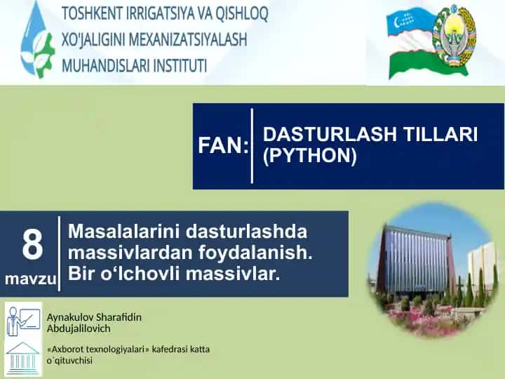 Massivlar va ulardan foydalanish