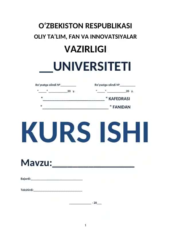 Kurs ishi - Odil Yoqubov-qissanavis