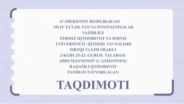 Biznes jarayonlarida Bulutli hisoblash texnologiyalar