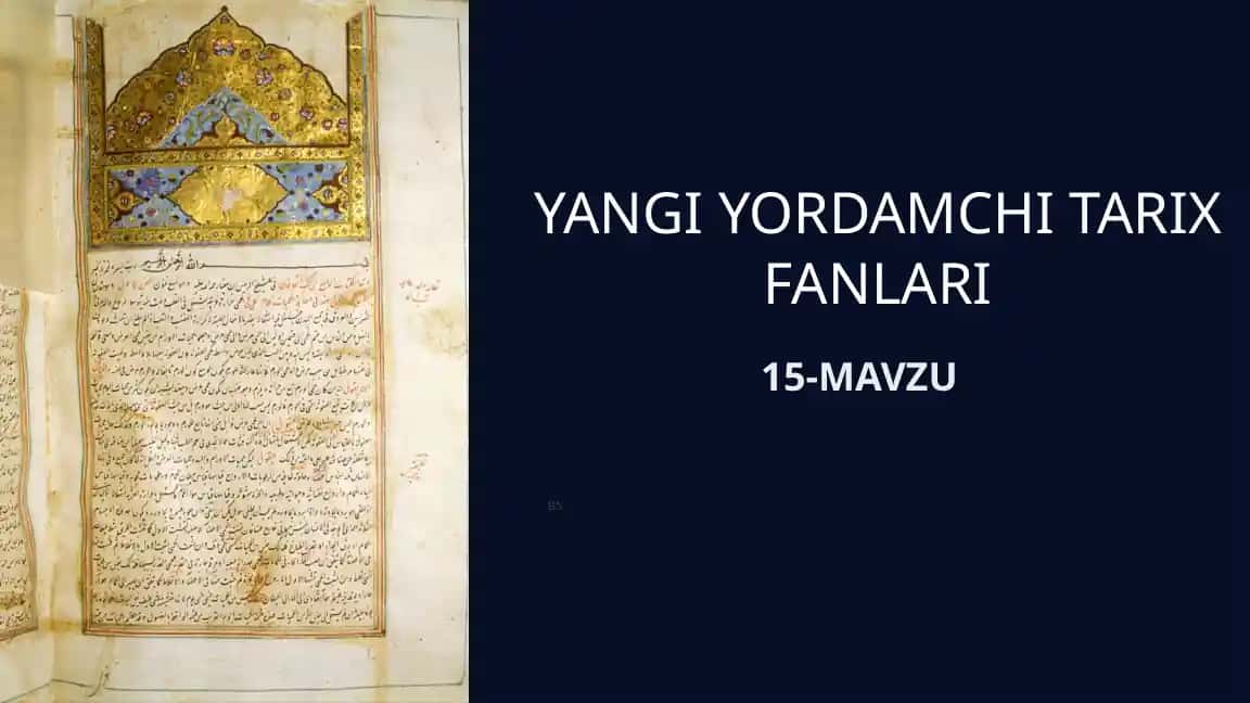 YANGI YORDAMCHI TARIX FANLARI
