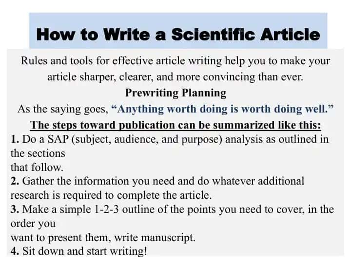 How to Write a Scientific Article