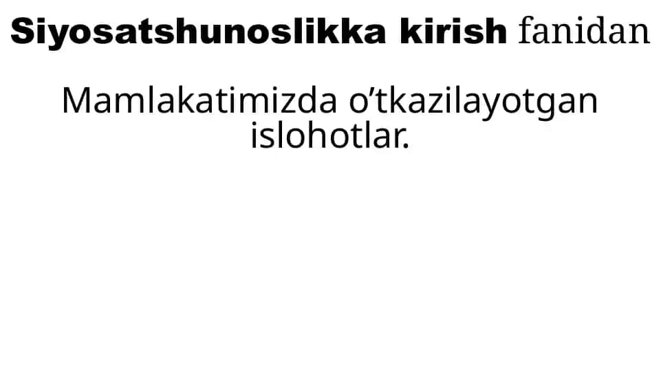 Siyosatshunoslikka kirish fanidan