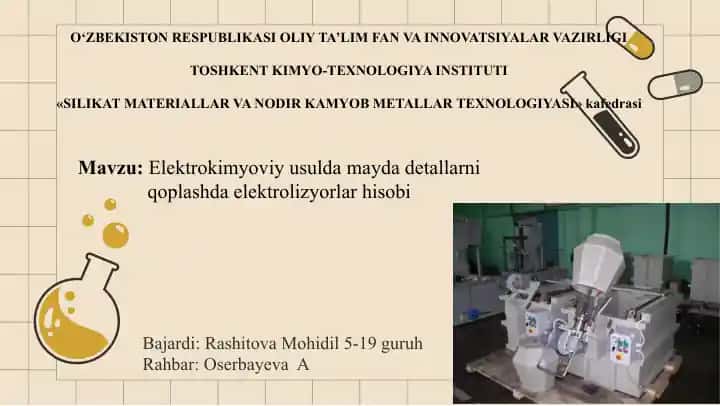 Elektrokimyoviy usulda maydadetallarni qoplash