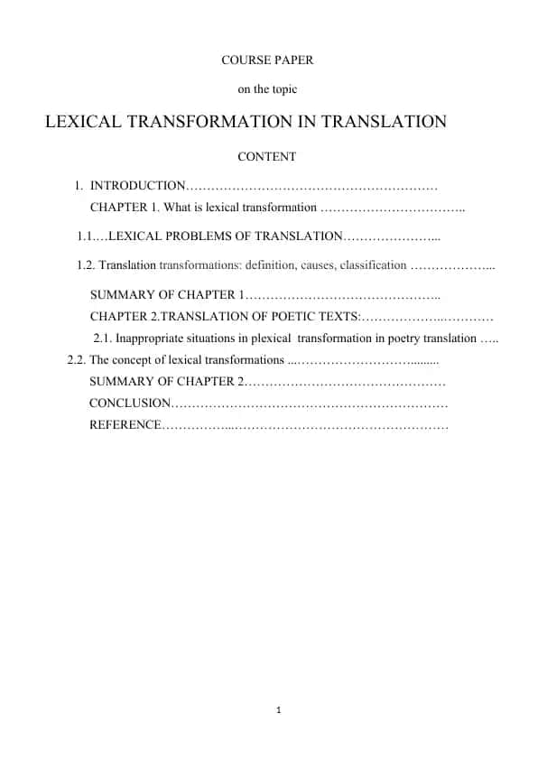 LEXICAL TRANSFORMATION IN TRANSLATION