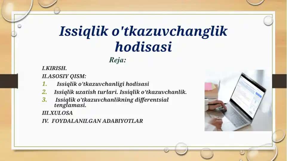 Issiqlik o'tkazuvchanlik hodisasi