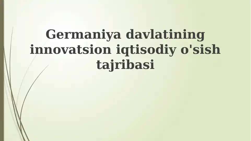 Germaniyadavlatining innovatsioni iqtisodiyo'si