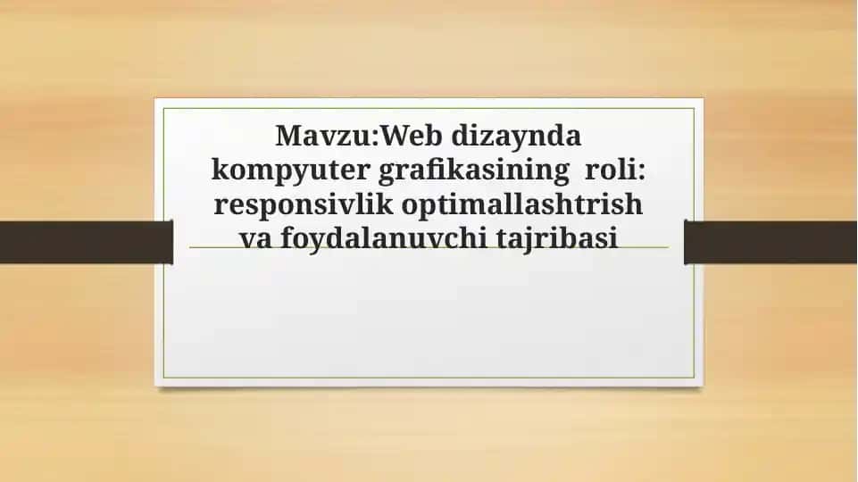 Webdizayn kompyuter grafikasining roli