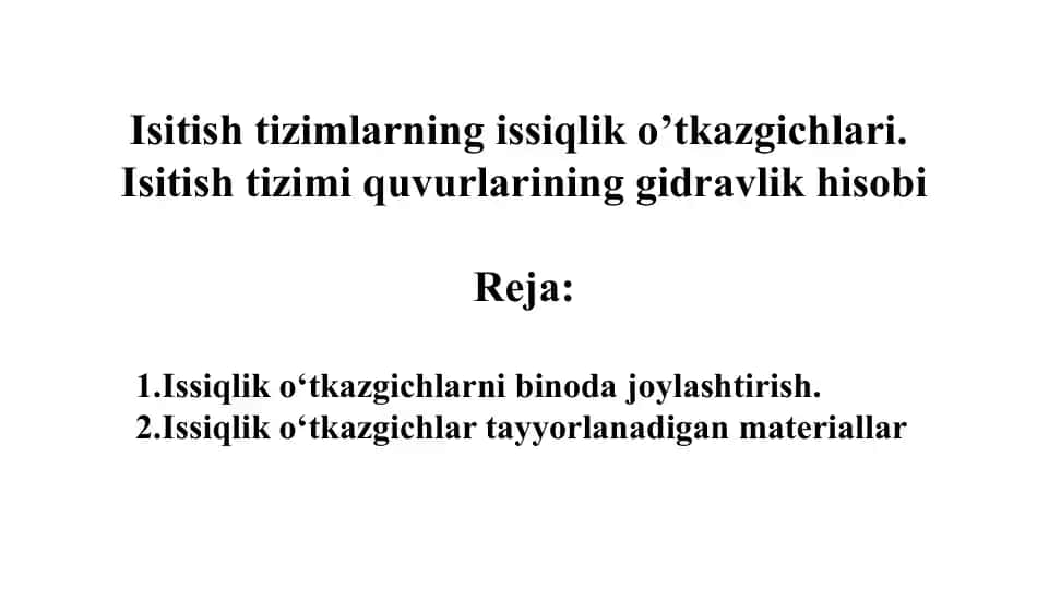Isitishtizimlarning issiqliko’tkazgichlari