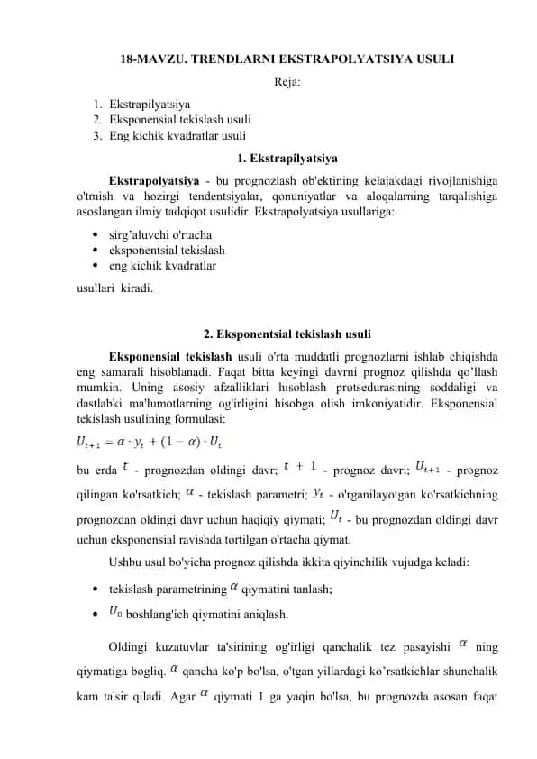 Ekstrapolyatsiya Usullari