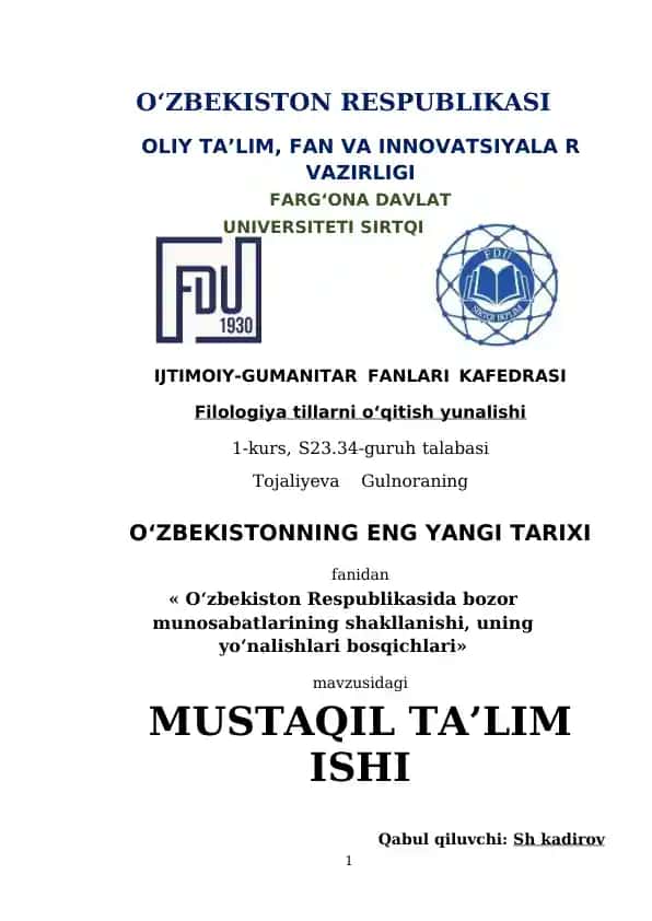 Oʻzbekistonning ENG YANGI TARIXI