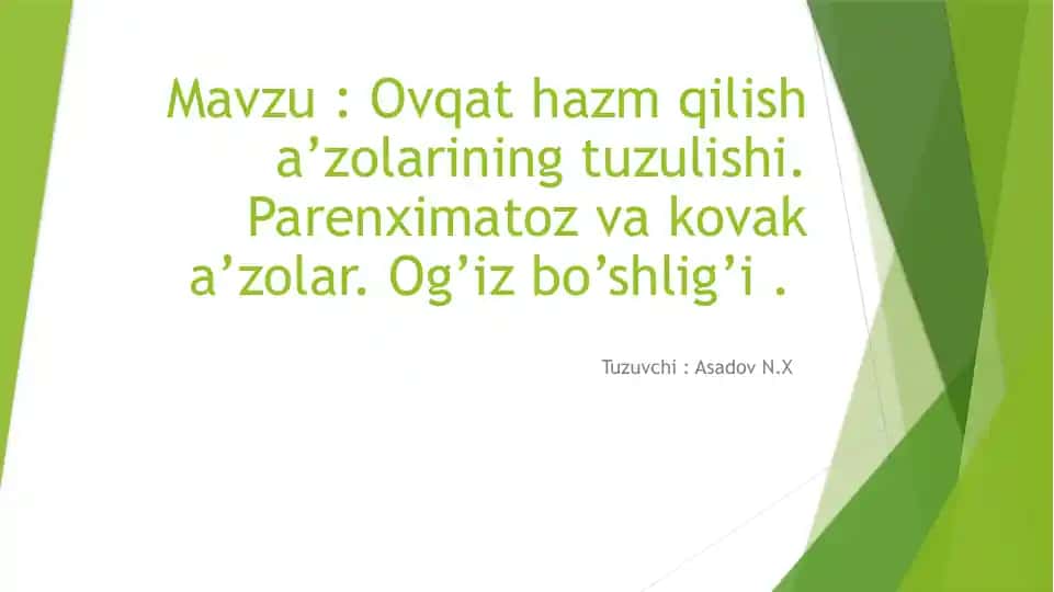 Ovqat hazm qilish a’zolarining tuzulishi