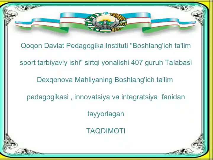 Boshlang'ich ta'lim sport tarbiyaviy ishi