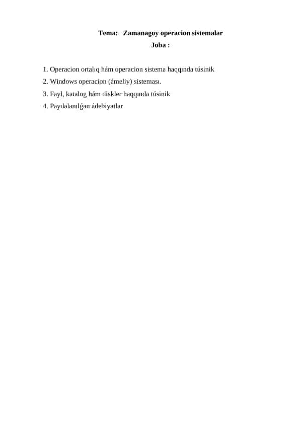 Zamanagoy operacion sistemalar
