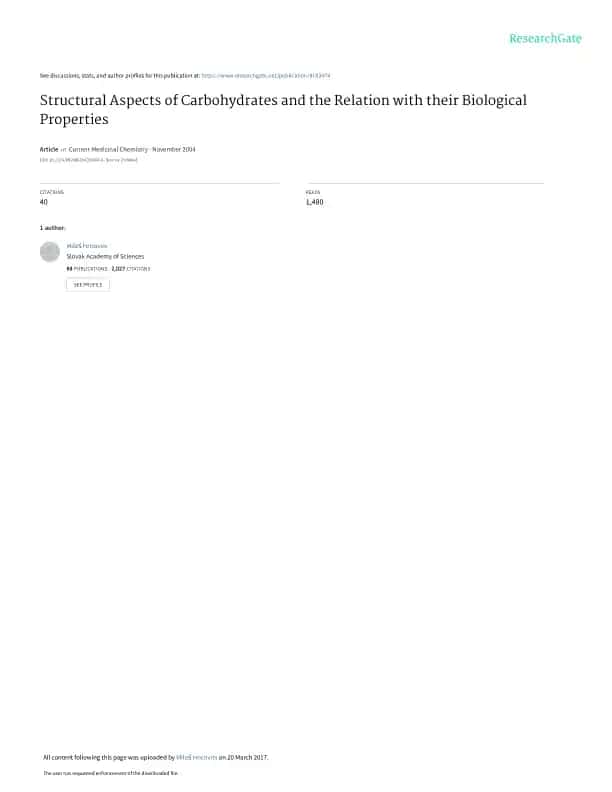 Structural Aspects of Carbohydrates and the Relation with their Biological Properties