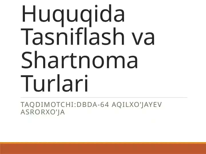 Islom Huquqida Tasniflash va Shartnoma Turlari
