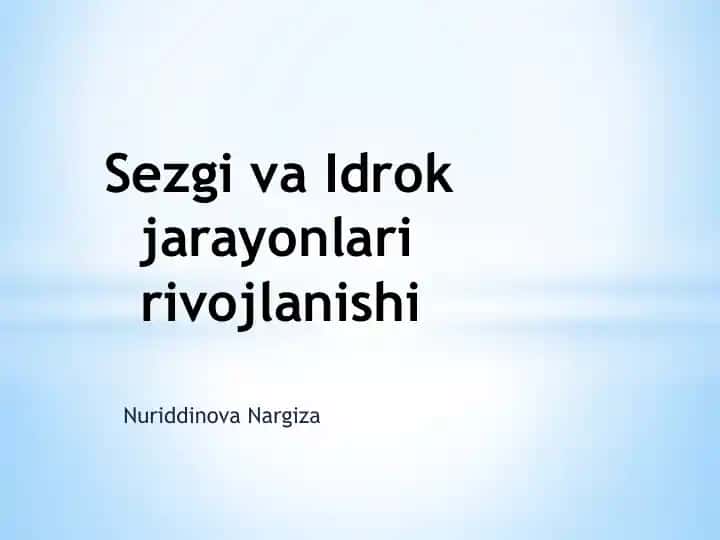 Sezgi va Idrok jarayonlari rivojlanishi