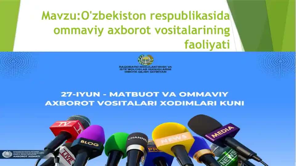 O'zbekiston respublikasida ommaviy axborot vositalarining faoliyati