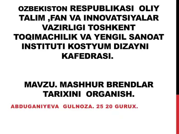 Mashhur brendlarning tarixini organish