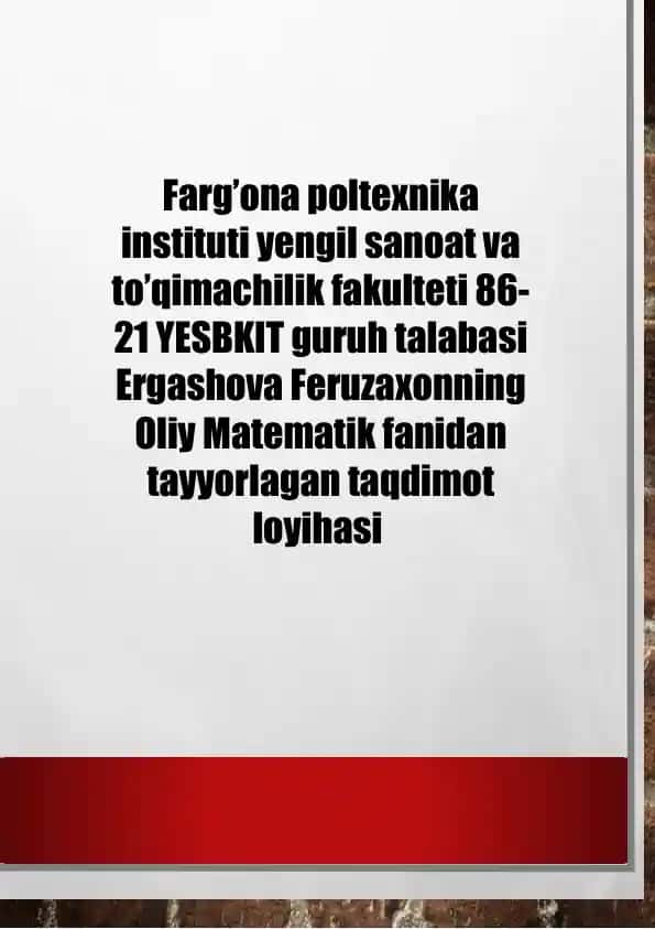 Bir jinsli bo‘lmagan ikkinchi tartibli chiziqli differensial tenglama (taqdimot)