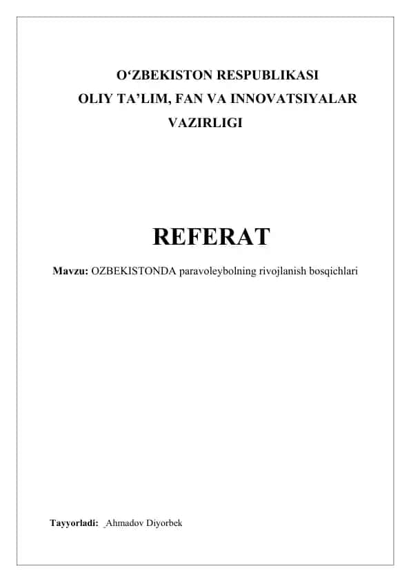 Paravolleyning Oʻzbekistonda rivojlanishi
