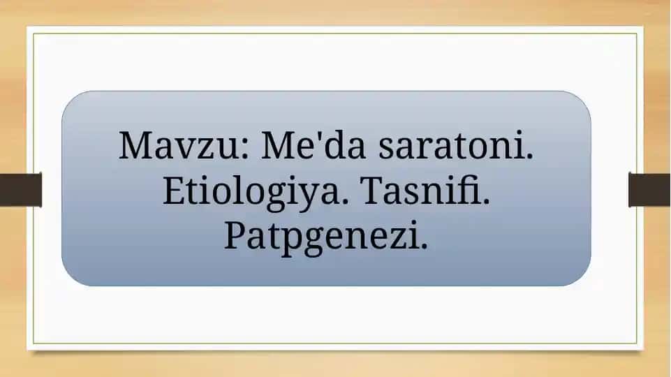 Oshqozonsaratonini Etiologiyasi