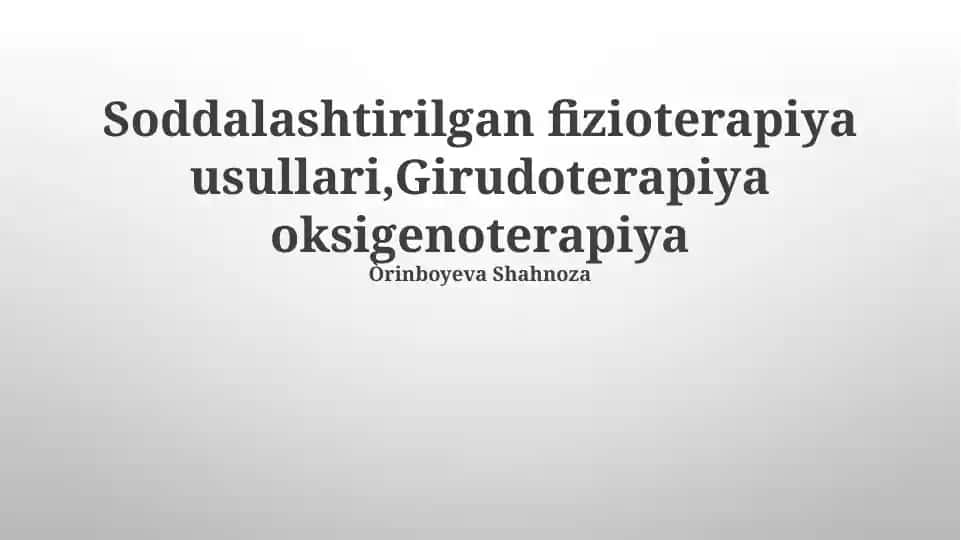 Soddalashtirilgan fizioterapiya usullari
