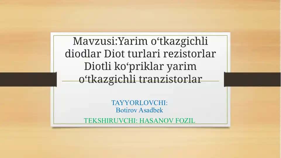Yarim o‘tkazgichli diodlar