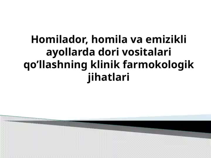Dori vositalari qo'llashning klinik farmokologik jihatlari