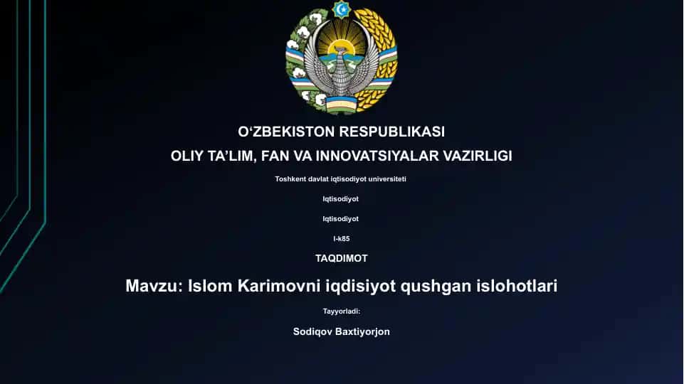 Islom Karimovning iqtisodiy islohotlari