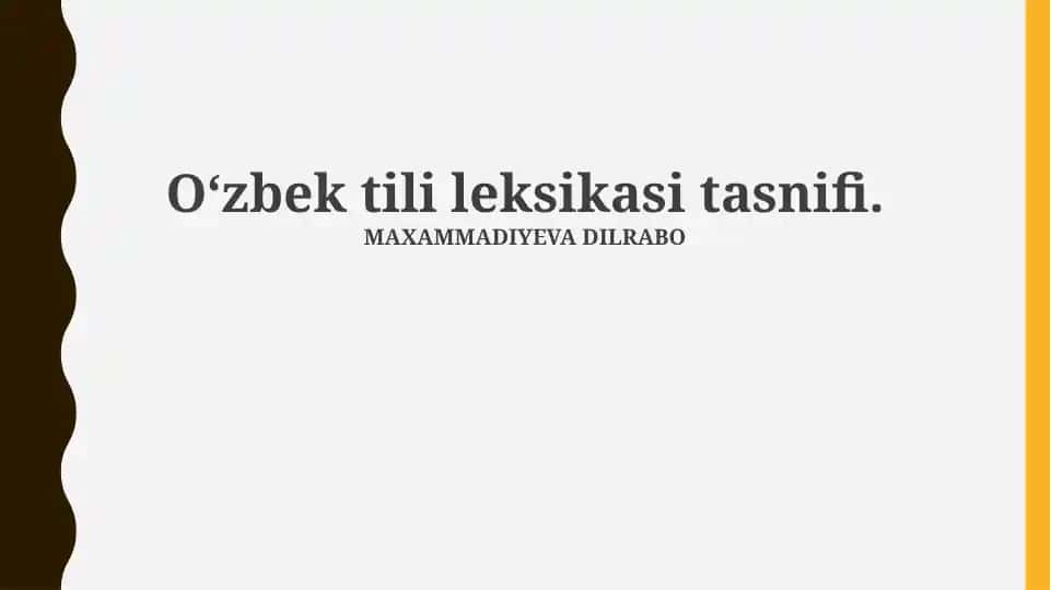 Oʻzbek tili leksikasi tasnifi