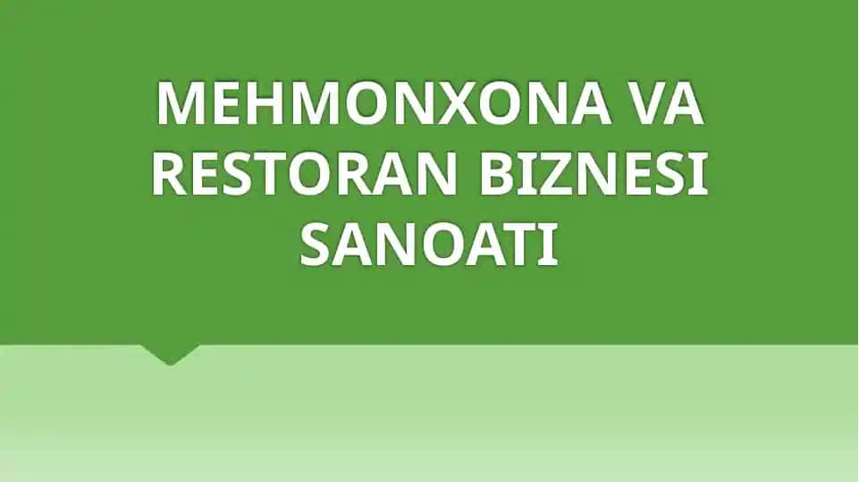 MEHMONXONA VA RESTORAN BIZNESI SANOATI